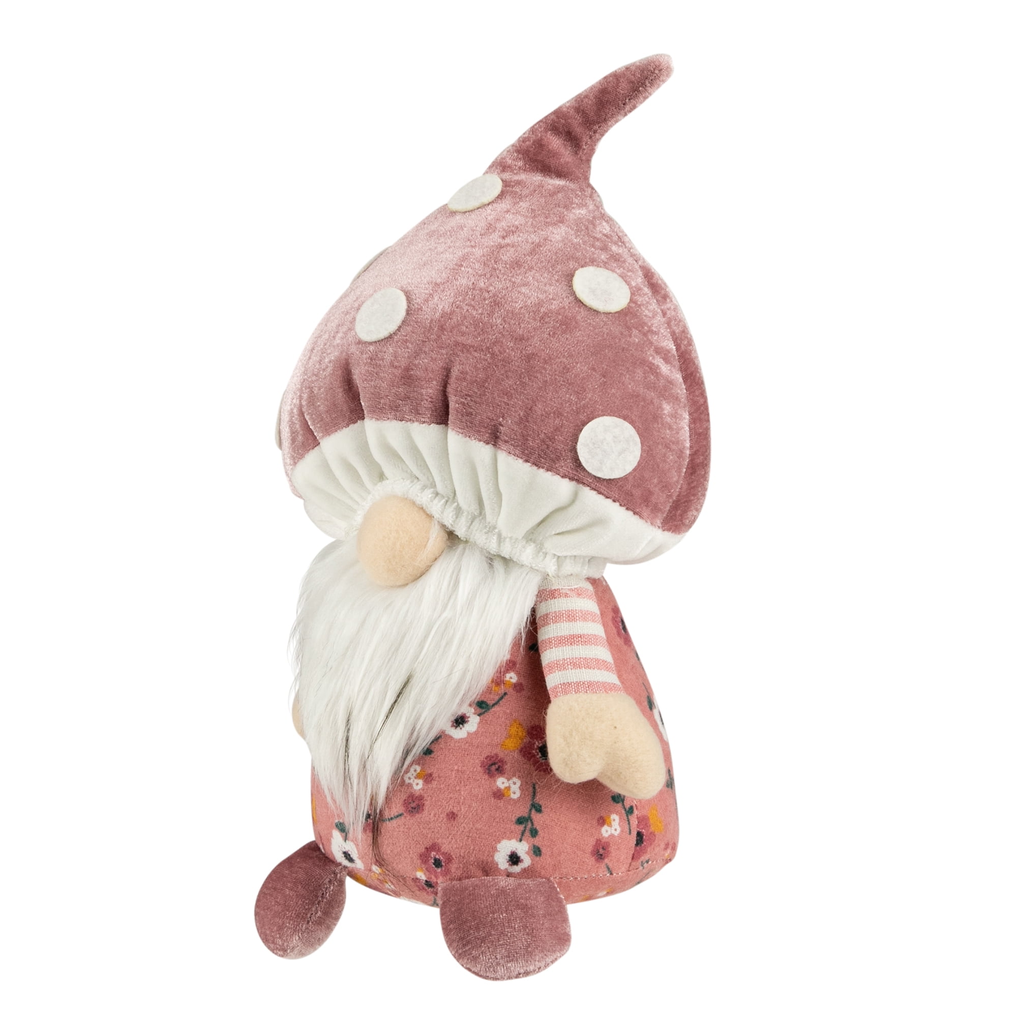 Northlight 10.5" Pink Springtime Floral Mushroom Gnome