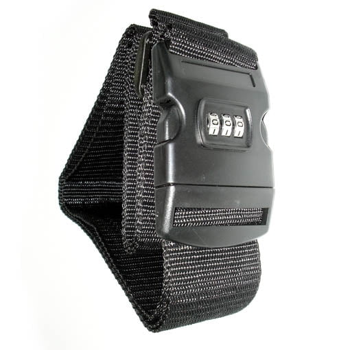 WHH-2599 - LUGGAGE STRAP WITH 3 DIGIT COMBINATION LOCK BLACK/RED
