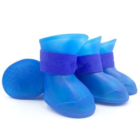 Anti-slip Foot Cover Cat Puppy Waterproof Durable Pet Supplies Dog Rain Shoe Rubber Boot Pet Shoe BLUE XXL