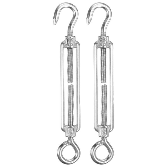 Uxcell 2-Pack Turnbuckle Hook and Eye, M6 Stainless Steel Heavy Turnbuckles Wire Rope Tension Adjustable Tension