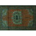 thumbnail image 1 of Ahgly Company Machine Washable Indoor Rectangle Medallion Turquoise Blue Traditional Area Rugs, 3' x 5', 1 of 4