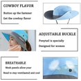 thumbnail image 3 of Foldable Buckle Hat for Women Sun Hat Outdoor UV Protection Wide Brim Ponytail Cap Packable Summer Beach Hat Adjustable Floppy Hat for Fishing Hiking Gardening [Blue], 3 of 8