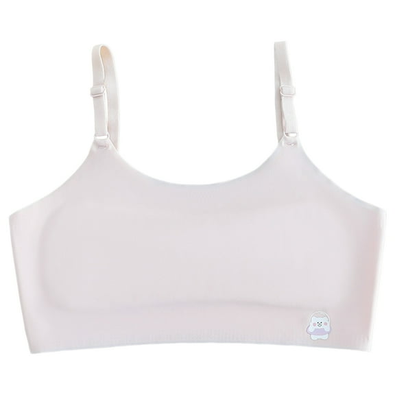 Zanarzt Little Girls Padded Sports Bra Girls Padded Training Bra Cami Training Bras for Girls Seamless Bra with Padding Back to School Clothes Red,10-12 Years