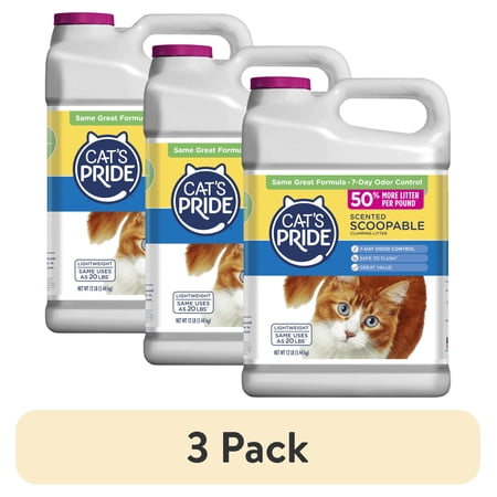(3 pack) Cat's Pride Scented Scoopable Cat Litter, 12 lb Jug