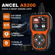ANCEL AS200 OBD2 Scanner Car Code Reader Check Engine Fault, Turn off the MIL, Read & Clear Error Codes, DTC Lookup, Automotive Diagnostic Tool fits for 12V 16Pin Cars, Lifetime Free Update