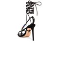 thumbnail image 3 of Schutz Vikki Crystals Black Ankle Strap Lace Up Open Toe High Heel Sandals (Black, 7), 3 of 6