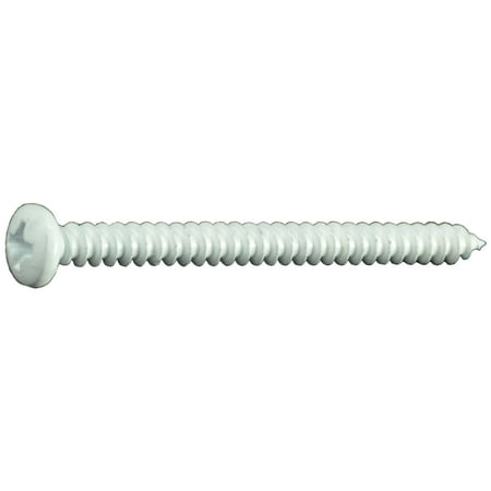 

#8 x 2 White Steel Phillips Pan Head Sheet Metal Screws (25 pcs.)