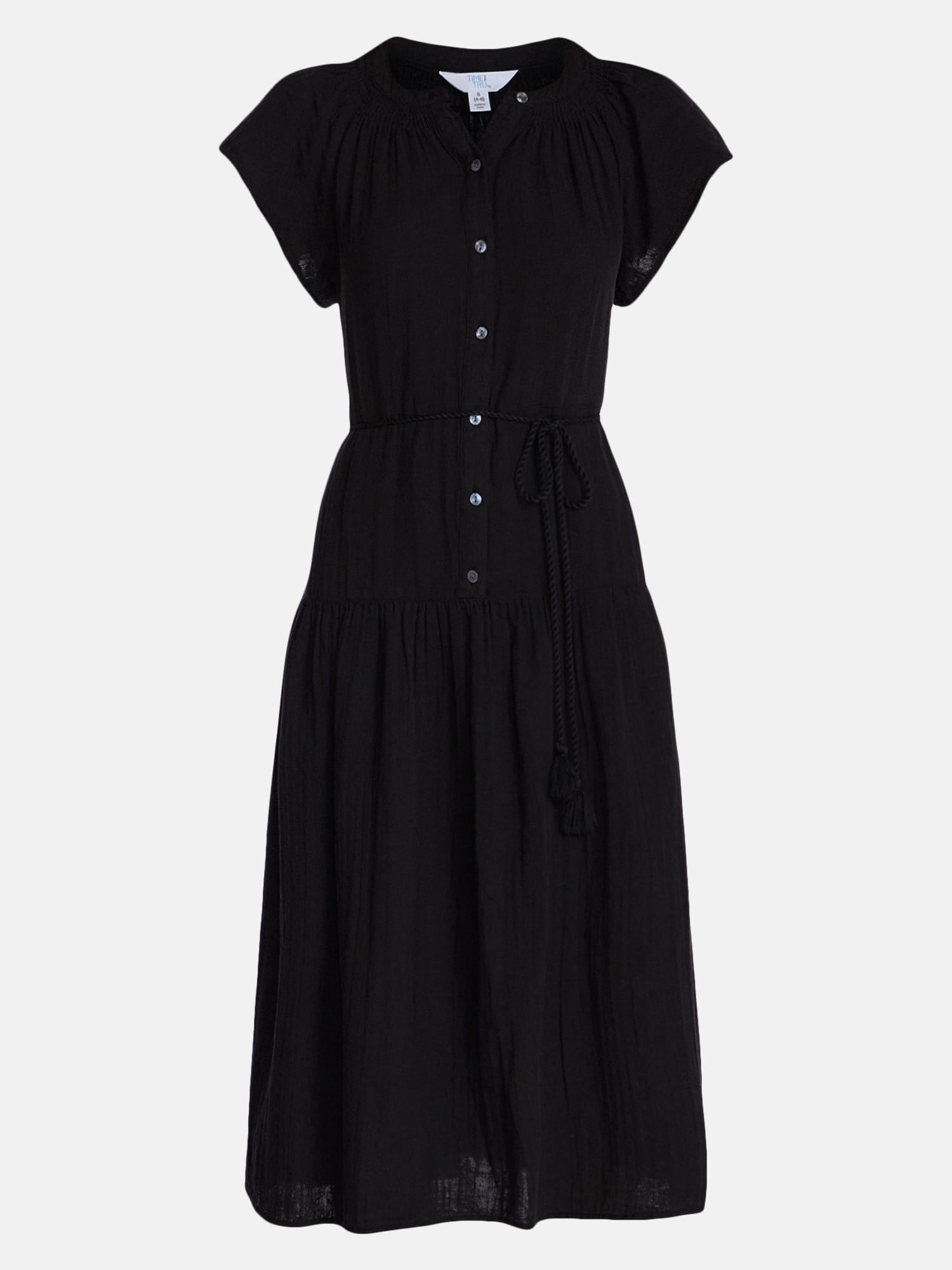 Time and Tru Women's and Women's Plus Double Cloth Midi Dress, Sizes XS-4X