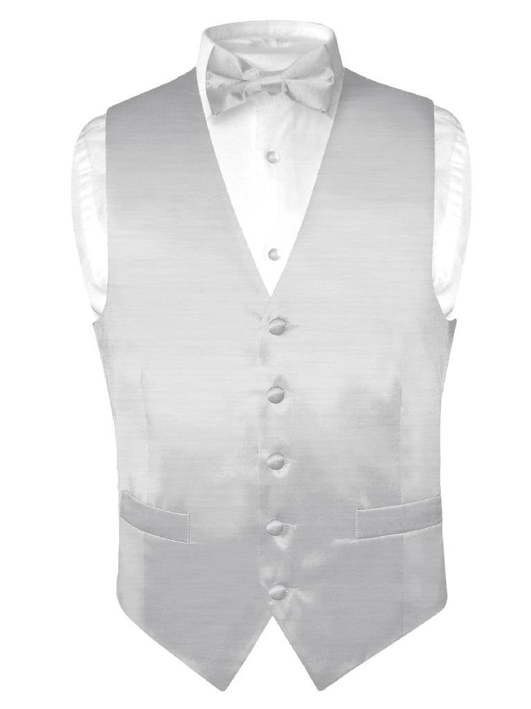 all sizes available Solid Silk Tuxedo Vest with Matching Bow Tie