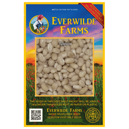 Everwilde Farms - 160 Navy Dry Bean Seeds - Gold Vault Jumbo Bulk Seed