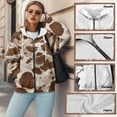 thumbnail image 6 of Uorisanigo Brown Cow Print Womens Oversized Hoodies Sweatshirts Comfortable Long Sleeve Pocket Drop Shoulder Sweatshirt Lightweight Slight Stretch Winter Clothing Outfits Size 3XL, 6 of 7
