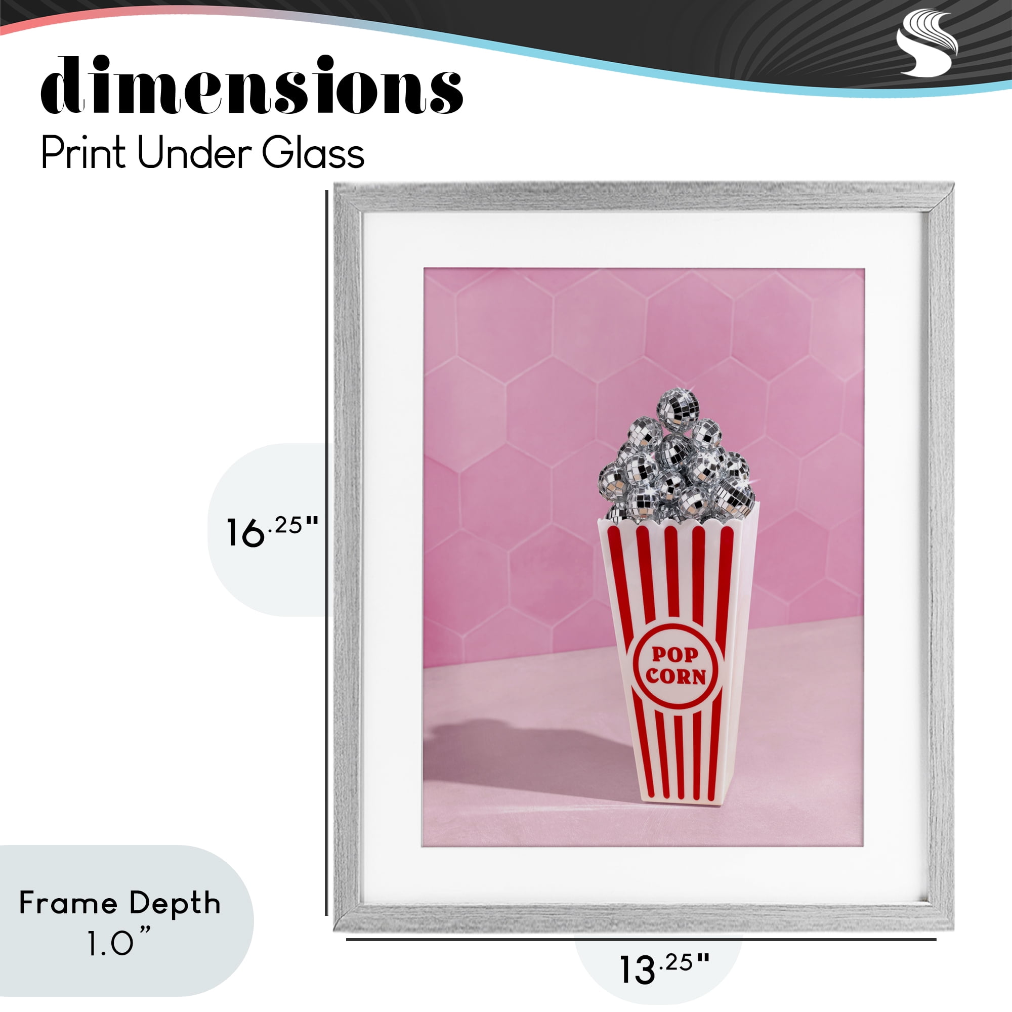 Stupell Industries Pink Disco Popcorn Gray Framed Print Under Glass, design by LISH Creative