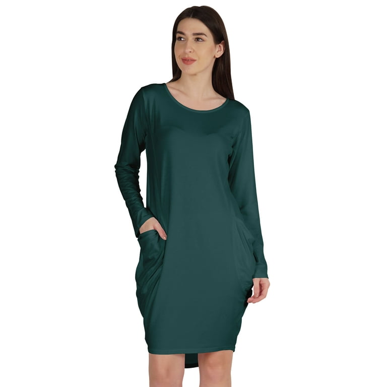 mærke så Donation Inkmeso Long Sleeve Midi Tshirt Dress With Pockets Plus Size High Low Baggy Jersey  Dress - Walmart.com