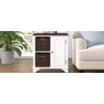 thumbnail image 5 of FFZ American Style End Table with Shutter Cabinet Door, Side Table with Two Woven Baskets, White, 5 of 14