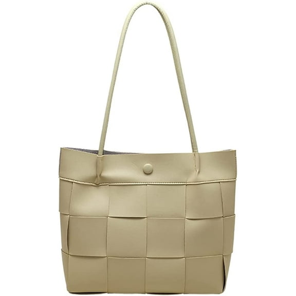 CoCopeaunt Trendy Chic Lattice Tote Handbag for Women Girls PU Leather Shoulder Bag