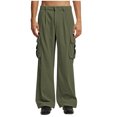 thumbnail image 1 of Puntoco Pantalones cargo lavados con múltiples bolsillos de color sólido para hombre, pantalones casuales para exteriores, 1 of 6