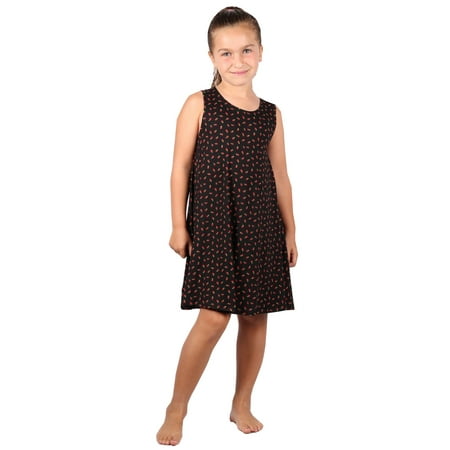 Lori&Jane Girls Black Strawberry Printed Trendy Tunic Dress