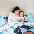 thumbnail image 4 of Castle Fairy Kwaii Bow Black Kawaii Princess Twin Comforter Sets 2pcs,Glittery Diamond Background Bedding Set,Cyan Sky Silver,1 Comforter and 1 Pillowcase, 4 of 6