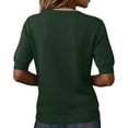 thumbnail image 3 of Women's Short Sleeve Sweater 2026 Spring Summer Tops Lightweight Casual V Neck Sweaters Dressy Work Blouses Clothes Dark Green M, 3 of 3