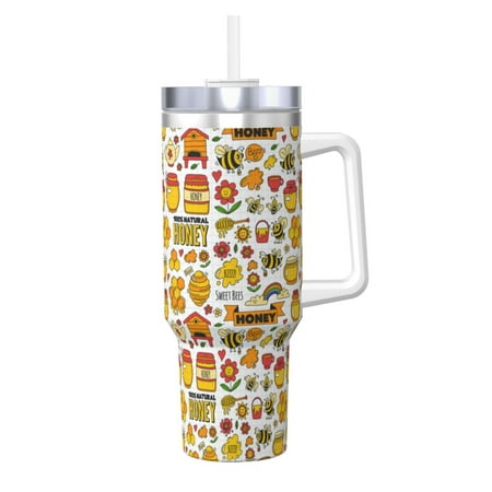 

Tideii Bees And Honey 1 for 40OZ Ice Cup Stainless Steel Heat-insulating and Cold-insulating Water Cup with Handle Suitable for Indoor and Outdoor Activities