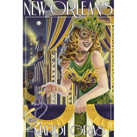 Art.com Mardi Gras - New Orleans, Louisiana Art Print by Lantern Press, 12" x 18"
