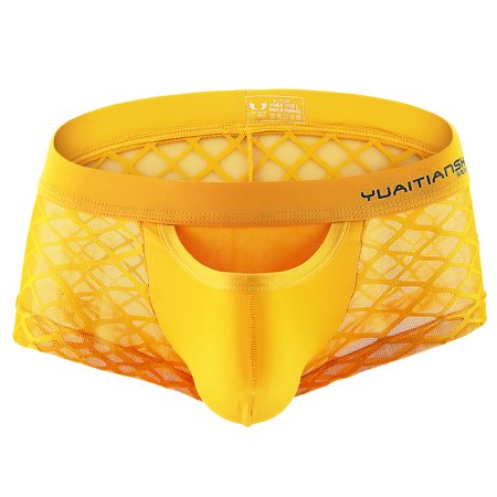 MIZOK Mens Jockstrap Underwear Jockstrap Sexy Mesh Breathable Yellow M-1Pack