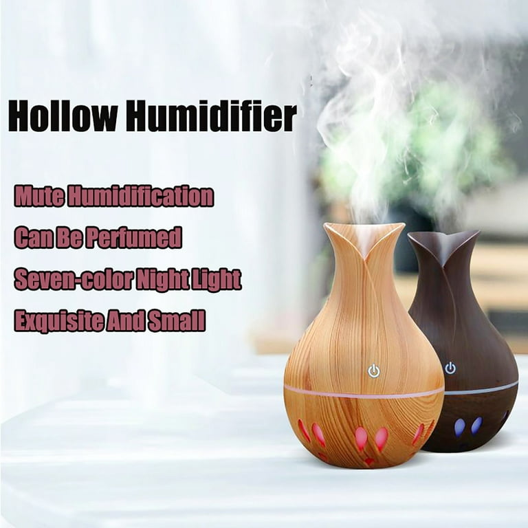 Essential Oil Diffuser Humidifiers ,Aromatherapy Diffuser, Ceramic Diffuser Wood Grain Diffusers for Essential Oils,7-Color Night Light Aroma Diffuser