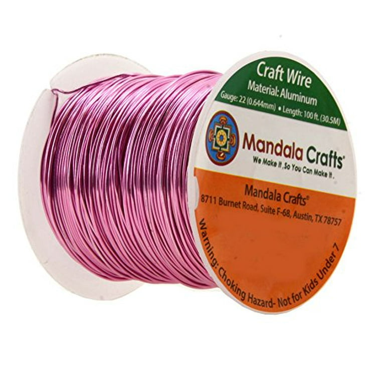 Mandala Crafts Anodized Aluminum Wire for Sculpting, Armature, Jewelry Making, Gem Metal Wrap, Garden, Colored and Soft, 1 Roll(12 Gauge, Pink)