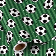 Soccer Wrapping Paper Roll for Boys, Mini Roll, Classic Black and White Soccer Ball Pattern, Green Sports Gift Wrap Paper for Birthday, Team Party, Coach Gifts, 17 Inches x 16.4 Feet