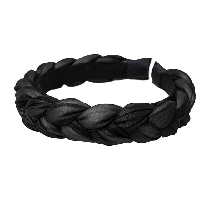 Hair Hoop Elegant Style Vintage Adjustable Headband Comfortable Wearing Braid Pattern Exquisite Workmanship Wide Simple Headwear black