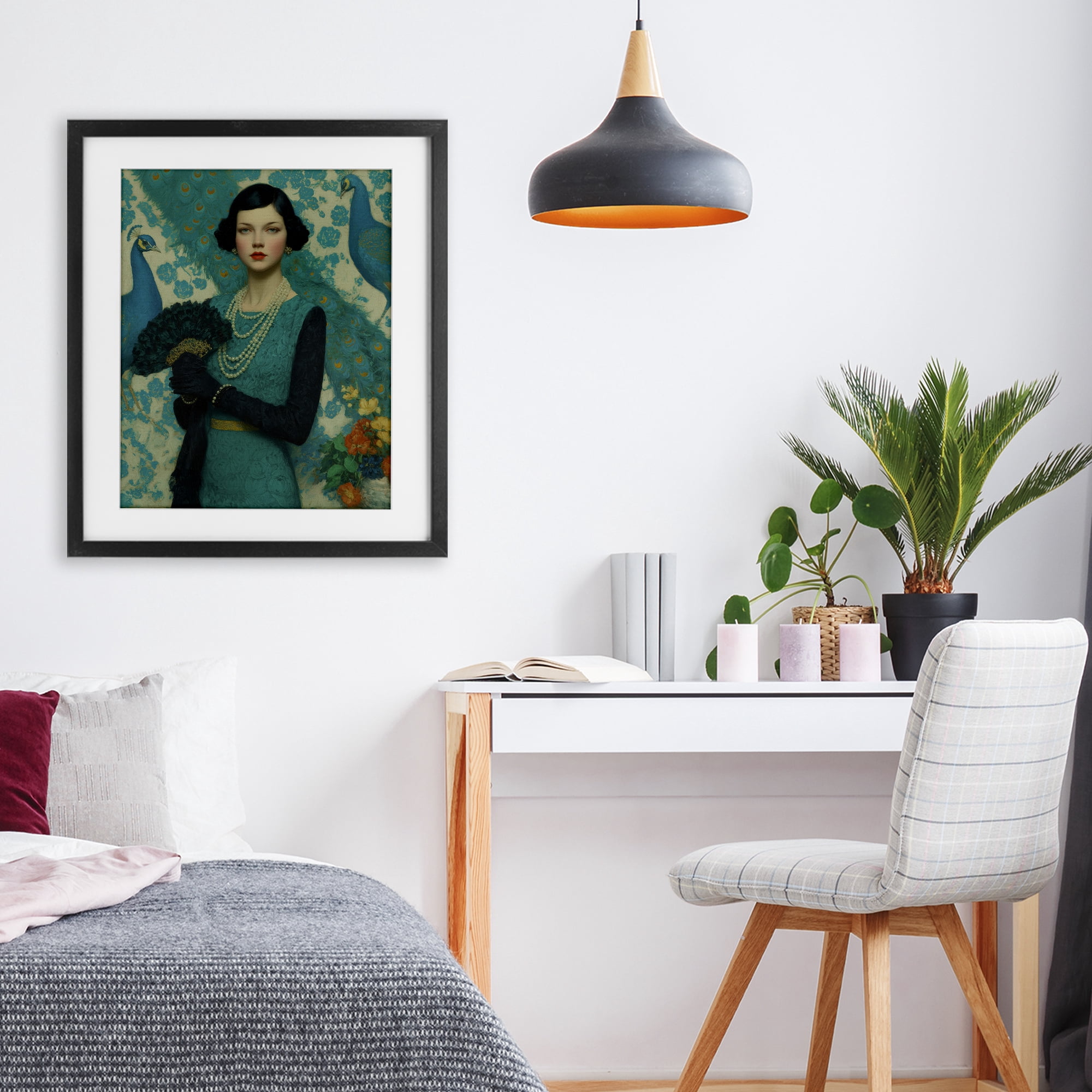 Stupell Industries Vintage Peacock Poise Black Framed Print Under Glass, design by A Barefoot Stylist