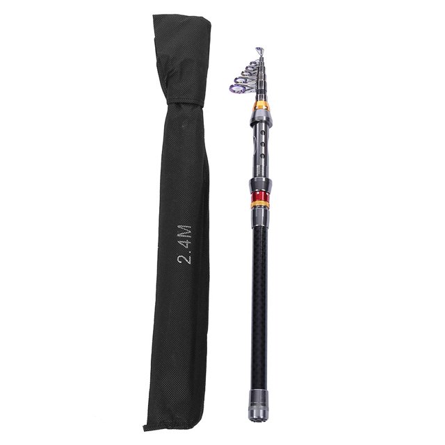 Caña de pescar de carbono ultraligera portátil, accesorio telescópico para aparejos de mar, 2,4 m