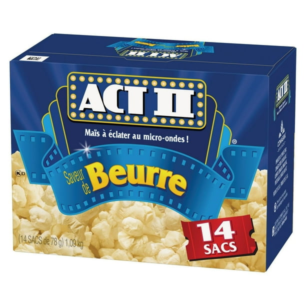 ACT II Butter Flavour Microwave Popcorn, 14 Bags, 100% Whole Grain