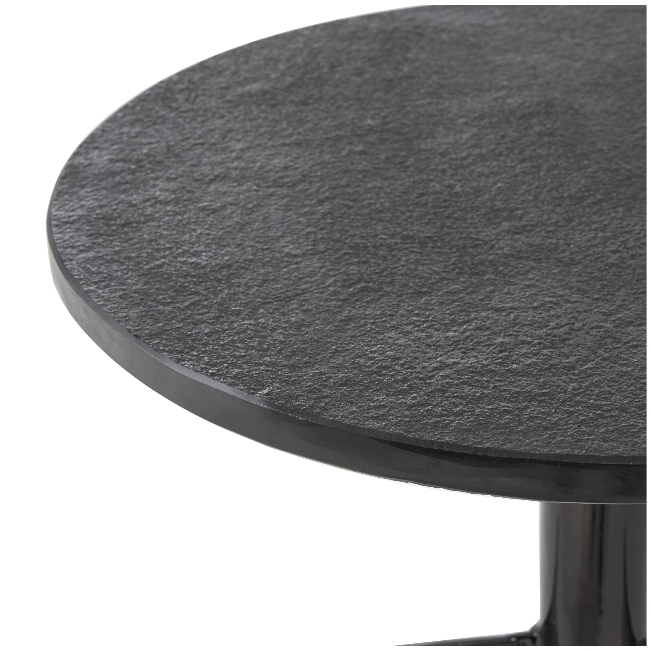 DecMode 16" x 24" Black Aluminum Metal Tripod Shaped Accent Table with Black Marble Tabletops, 3-Pieces