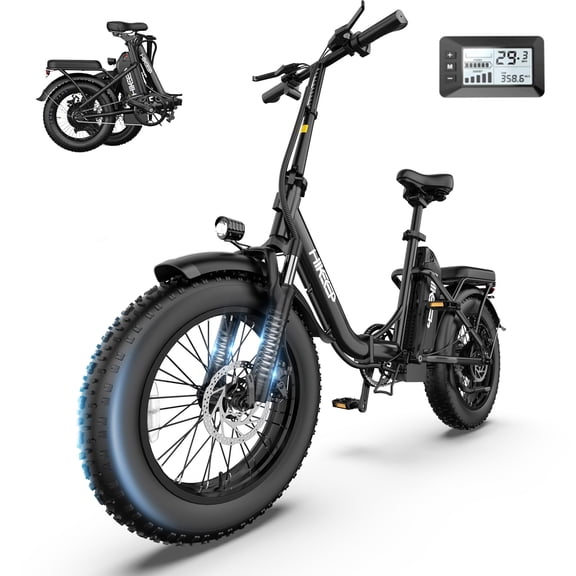 Helokeep 16" Fat Tire Step-Thru Folding Electric Bike for Women, 1200W Peak, 30 Miles Range, 25MPH, 48V 10Ah Battery, UL2849 Certified, Black