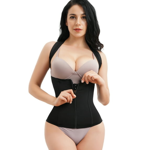 Eleady Women Back Braces Posture Corrector Waist Trainer Vest Tummy Control Body Shaper for Spinal Neck Shoulder and Upper Back Supports(Black XX-Large)