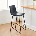 thumbnail image 3 of CHITA Counter Height Bar Stools with Metal Base, Set of 2, Faux Leather in Navy Blue, 3 of 10