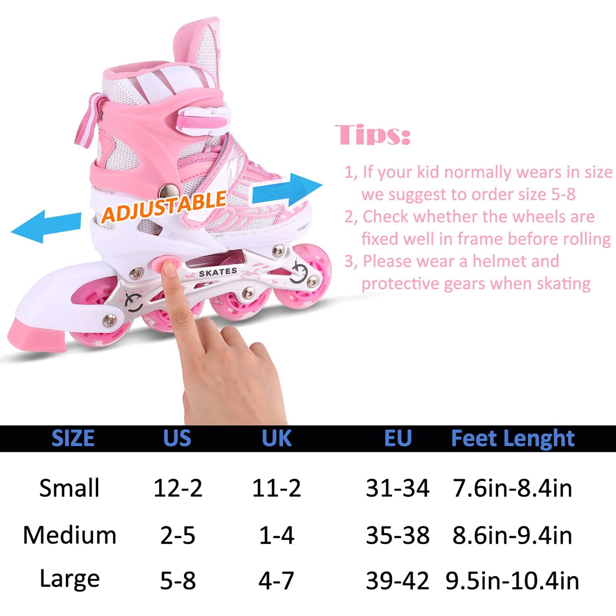 Buy XMBT Boys Girls Inline Skates 3 Adjustable Size (J128) Blades with Full LED Flashing Wheels