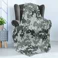 thumbnail image 4 of Camo Soft Flannel Fleece Throw Blanket, Digital Pixel Effect Modern Design Conceptual Commando Inspired Grey Toned, Cozy Plush for Indoor and Outdoor Use, 50" x 70", Grey Pale Grey Grey, by Ambesonne, 4 of 5