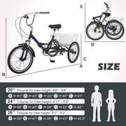 Lilypelle 24 Adult Tricycle Folding Tricycle 3 Wheel Bikes 7 Speed Trikes with Shopping Basket for Seniors Adult,Black