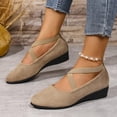 thumbnail image 5 of Willtoo Womens Crisscross Elastic Strap Wedge Flats Comfort Slip‑On Mary Jane Shoes Soft Lightweight Non‑Slip Round Toe Casual Walking Shoes, 5 of 6