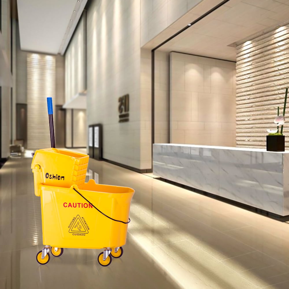 Kepooman 36L/34Quart/9.5Gallon Mop Bucket with Side Press Wringer, Mop Bucket Wringer Combo with Wheels, Yellow Kepooman 36L/34Quart/9.5Gallon Mop Bucket with Side Press Wringer, Mop Bucket Wringer Combo with Wheels, Yellow