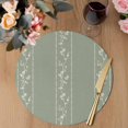 thumbnail image 3 of Green Flower Branch Round 13 Inch Placemats Set of 6, Spring Summer Farmhouse Botanical HeatResistant Non Slip Place Mats for Dining Table, Wipeable Braided Kitchen Table Mats for Housewarming, 3 of 9
