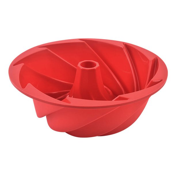 Lékué Savarin Espiral, Silicona, Rojo, Molde de Silicona-Molde para Tarta, Molde de Silicona para Tartas, Bandeja Espiral 19 cm
