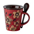thumbnail image 1 of DOLITY Tasse à Café en Céramique Fait Main Chinois 350 ml pour Latte Café Cappuccino Rouge, 1 of 9