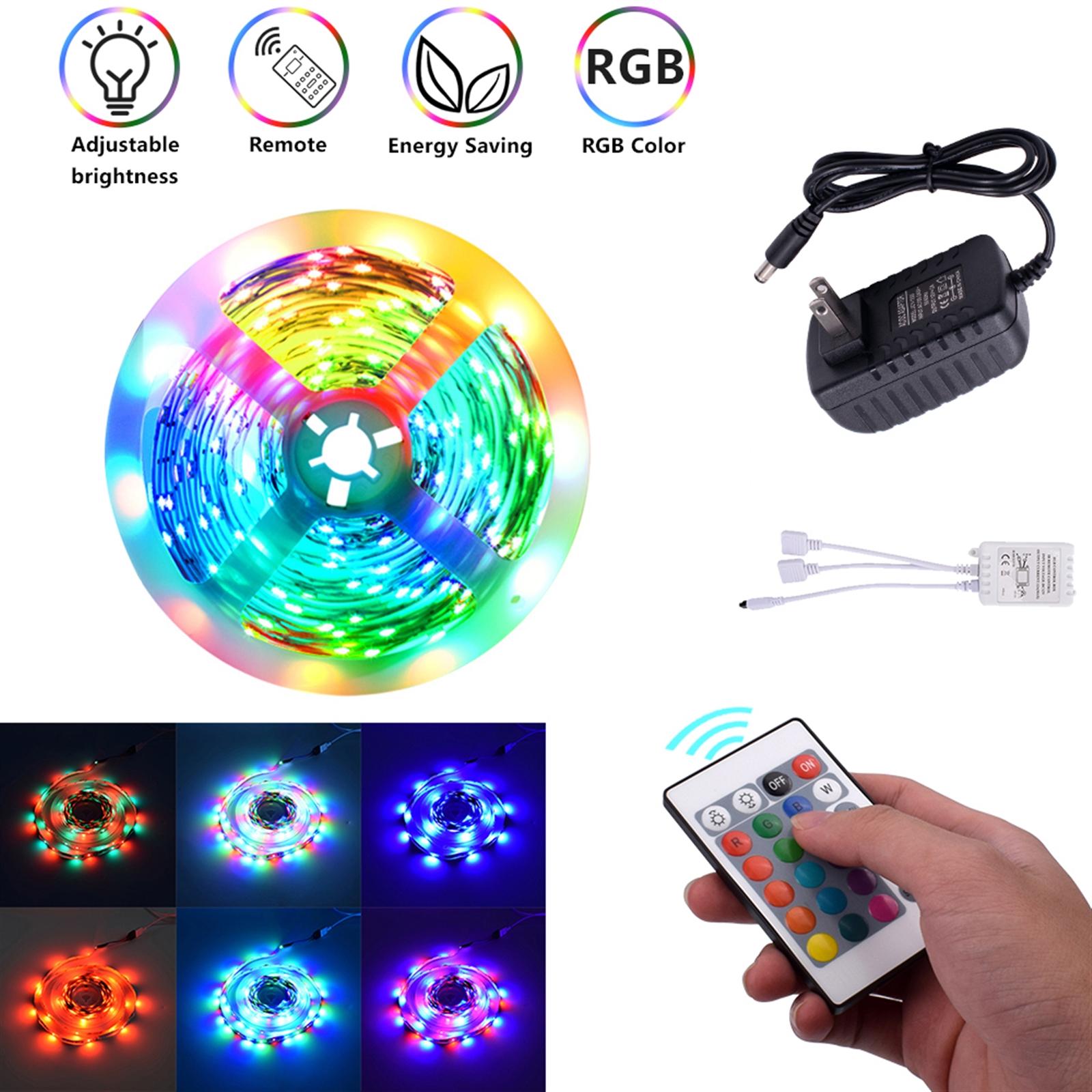 5 Meters Led Strip Lights Smart Light Strips With Control Remote 3528 Rgb Led Lights For Bedroom Color Changing Lights For Room Party Home Bedroom Christmas Decor Walmart Com