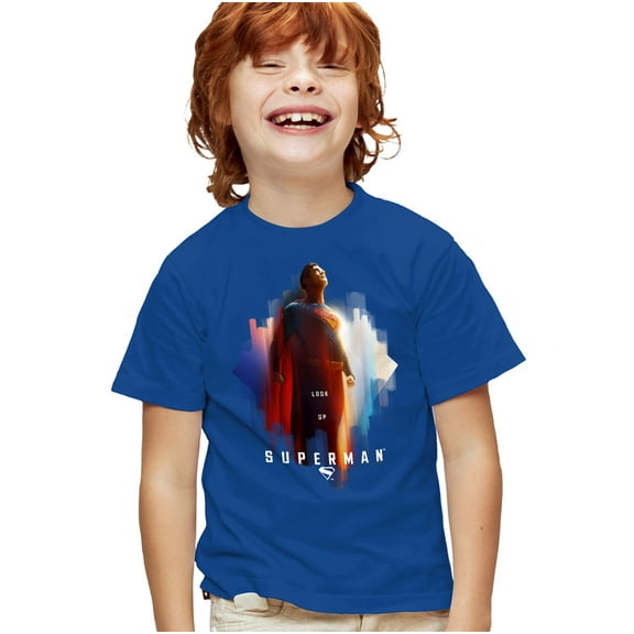Superman 2025 Look Up Shield Kids T Shirt for Youth Boys and Girls