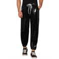 thumbnail image 1 of Pantalones de drawstring con lentejuelas INSPIRE CHIC para hombres, pijama de cintura elástica, jogger brillante 30 negro, 1 of 5