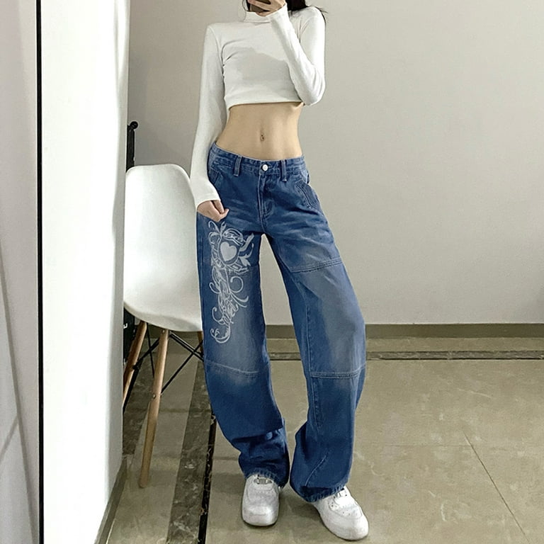 Vintage Cargo Women's Pants Y2K High Waist Straight Baggy Jeans Casual –  Shop All Things Incredible