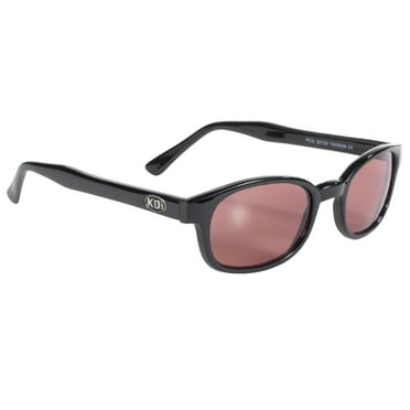 Pacific Coast Original KD's Biker Sunglasses (Black Frame/Rose Colored Lens)